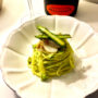 Spaghetti al pesto di asparagi e capesante