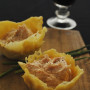 Spuma di prosciutto in cestini di parmigiano