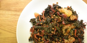 Insalata di bietole, lenticchie e patate.