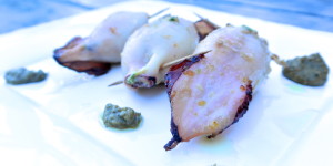 Calamari ripieni con crema di Halapeno arrostiti