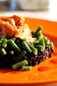 riso nero salmone fagiolini - Gluten Free Travel & Living