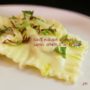 Ravioli maltagliati con ripieno di porcini e caprino , erbette e gocce di olio tartufato – gluten free